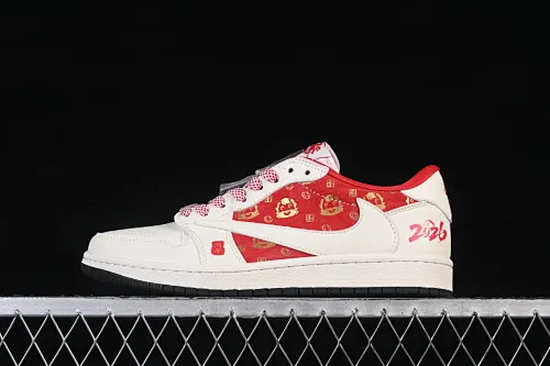 All categories Air Jordan Jordan series basketball shoes Air Jordan 1 Low High-end customized low-top sneakers Air Jordan 1 Low AJ1 Qiao 1 Year of the Horse Red Luck High-end customized low-top retro basketball shoes FC1688-252